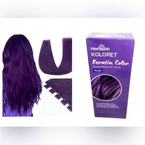 Purple Human Hair 20 Inch Tape In Extensions & Color Depositing Hair Mask